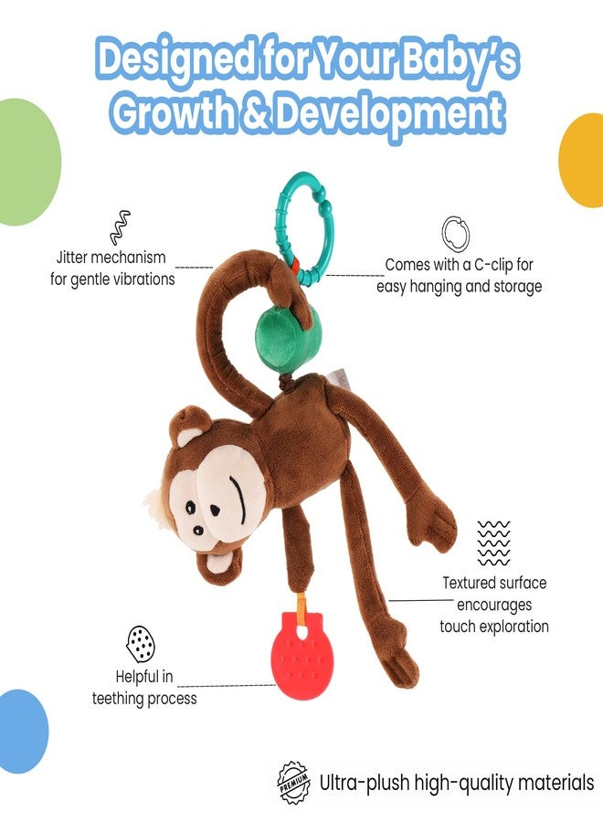 Nuluv Jittery Monkey Baby Toy, Vibrating Plush with Soft Fabric, Hanging Stroller and Crib Toy for Sensory Development, Fun and Engaging Soft, Safe and Non-Toxic, for Babies 3+ Months - Image 2